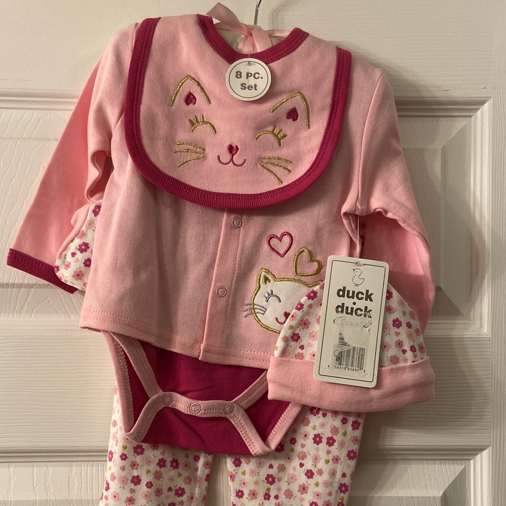Duck Duck Pink Cat-Themed Kids Matching Set